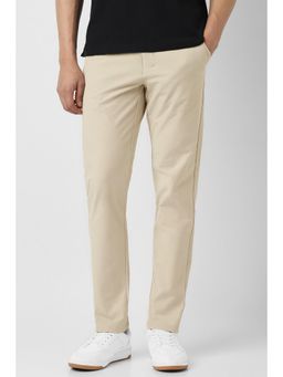 Van Heusen - Men Beige Solid Trousers