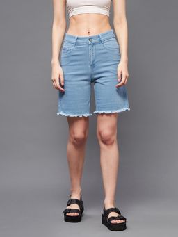 Miss Chase - Light Blue Above Knee Denim Shorts