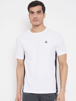 Athlisis - Men White Solid Dry Plusrunning T-shirt