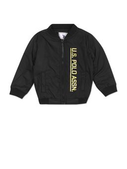 U.S. POLO ASSN. - Boys Black Brand Print Polyester Bomber Jacket