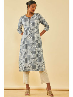 Soch - Grey Rayon Printed Kurta