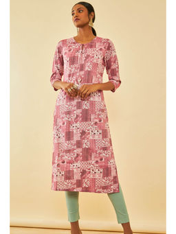 Soch - Pink Rayon Printed Kurta