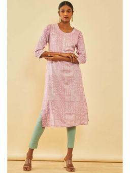 Soch - Pink Rayon Printed Kurta