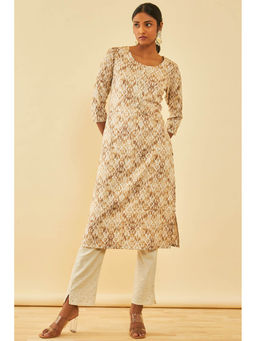 Soch - Beige Rayon Printed Kurta