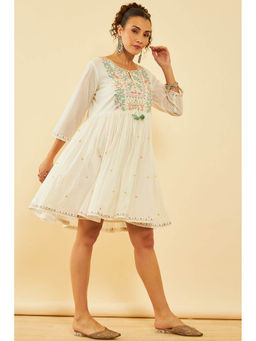Soch - White Cotton Embroidered Dress