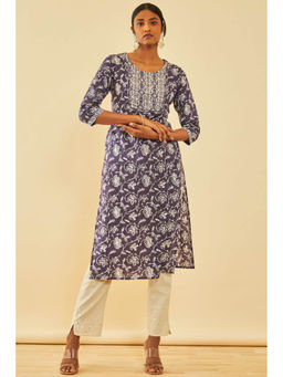 Soch - Purple Cotton Printed Kurta