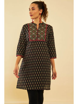 Soch - Black Cotton Floral Print Kurti