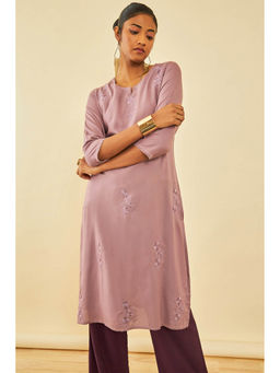 Soch - Mauve Rayon Embroidered Kurta