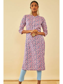 Soch - Pink Cotton Floral Print Kurta