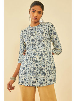 Soch - Off White Rayon Floral Print Tunic