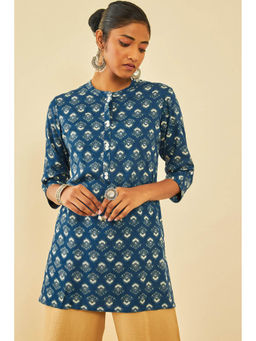 Soch - Blue Rayon Floral Print Tunic