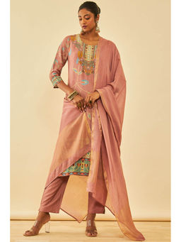 Soch - Peach Cotton Floral Print Kurta with Pant & Dupatta (Set of 3)