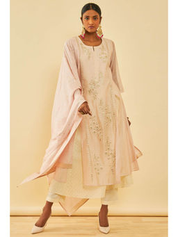 Soch - Pink Chanderi Embroidered Kurta with Pant & Dupatta (Set of 3)