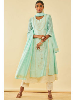 Soch - Blue Chanderi Embroidered Kurta with Pant & Dupatta (Set of 3)