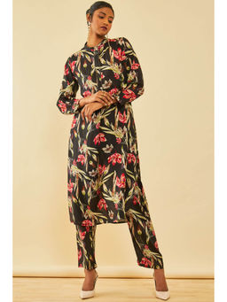 Soch - Black Cotton Floral Print Co-ord (Set of 2)