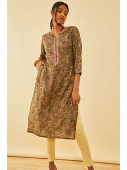 Soch - Green Cotton Printed Kurta