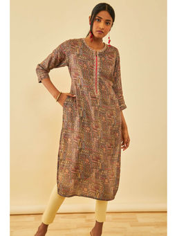 Soch - Grey Cotton Printed Kurta