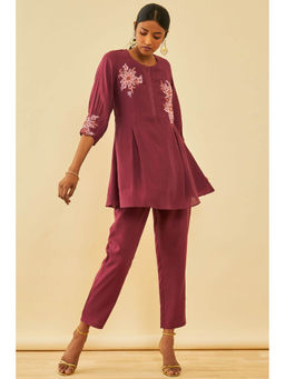 Soch - Dark Pink Cotton Embroidered Co-ord (Set of 2)