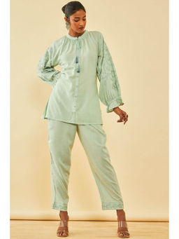 Soch - Green Rayon Slub Embroidered Co-ord (Set of 2)