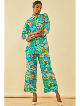 Soch - Turquoise Rayon Floral Print Co-ord (Set of 2)