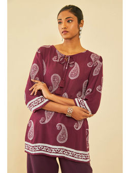 Soch - Wine Crepe Paisley Print Tunic