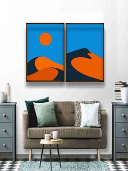 The Art House - Abstract Painting Multicolor (Set of 2) (40X30 Inches)