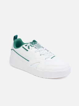Xtep - White & Green Leather Upper Classic Sneakers for Men
