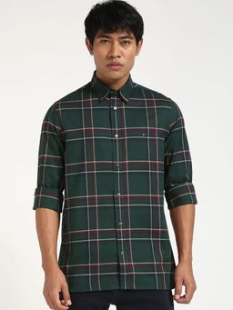 Tommy Hilfiger - Green Checks Regular Fit Cotton Shirt