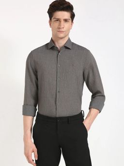 Tommy Hilfiger - Grey Striped Slim Fit Cotton Shirt