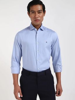 Tommy Hilfiger - Blue Solid Slim Fit Tencel Shirt