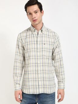 Tommy Hilfiger - Off White Checks Regular Fit Cotton Shirt