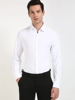 Tommy Hilfiger - White Solid Slim Fit Polyester Shirt