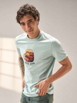 The Bear House - Green Men's Cotton Graphic Printed T-Shirt