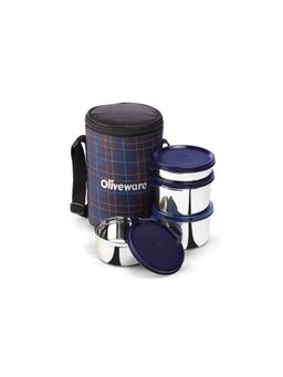 Oliveware - Mega 4 Stainless Steel Lunch Box with Bag - Blue