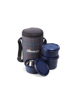 Oliveware - Amber 3 Lunch Box with Bag - Blue