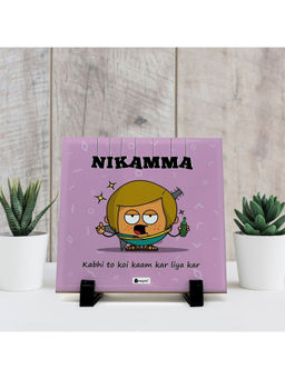 Indigifts - Table Decor Nikamma Print Ceramic Tile