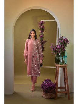Aishwarya Tyagi - Mauve Mirror Work Kurta with Pant and Inner (Set of 3)