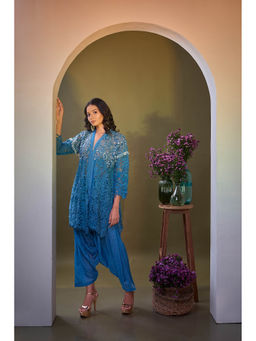 Aishwarya Tyagi - Blue Ira Mirror Work Kurta with Salwar and Inner (Set of 3)