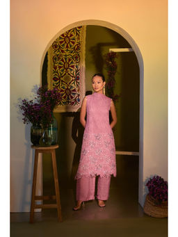 Aishwarya Tyagi - Lavender Mirror Work Kurta with Palazzo (Set of 2)