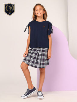 U.S. POLO ASSN. - Girls Navy Blue Solid Top