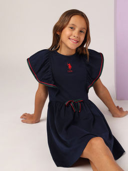 U.S. POLO ASSN. - Girls Ruffles Fit and Flare Dress
