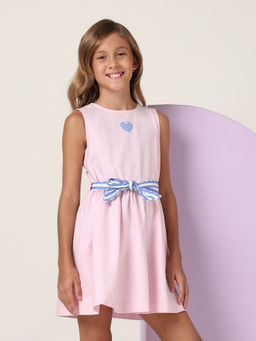 U.S. POLO ASSN. - Girls Pink Belted Fit and Flare Dress with Belt