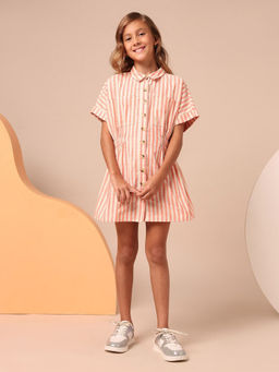 U.S. POLO ASSN. - Girls Vertical Striped Shirt Dress