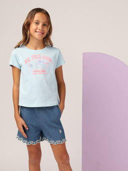 U.S. POLO ASSN. - Girls Blue Printed T-Shirt