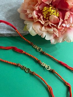 Digital Dress Room - Unique Bro No.1 Rakhi Rudraksha Beads Handmade Thread Rakhi (Pack of 3)