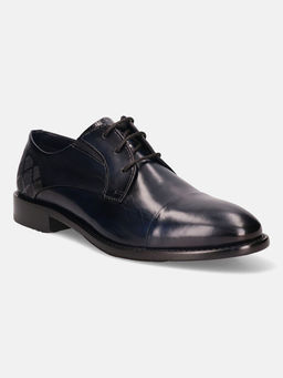 Bugatti - Livorno Flex Evo Dark Blue Leather Mens Derby Shoes