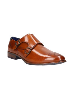 Bugatti - Zavinio Brown Leather Mens Monk Straps Shoes