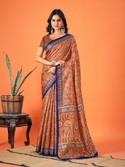 Sangam Prints - Multi Color Digital Print Party Wear Pashmina Saree with Unstitched