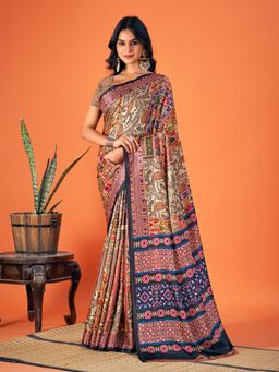Sangam Prints - Multi Color Digital Print Party Wear Pashmina Saree with Unstitched