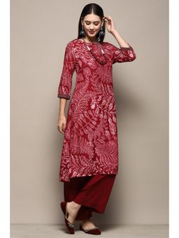 Biba - Maroon Block Printed Kurta with Palazzo (Set of 2)